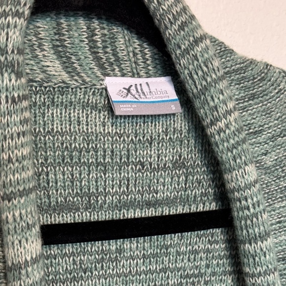 Columbia cardigan knitted blue green flowy with pockets warm cozy size Small - Picture 5 of 7